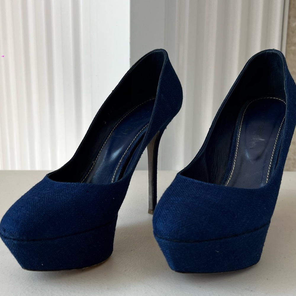 Sergio Rossi Navy Blue Platform Heels